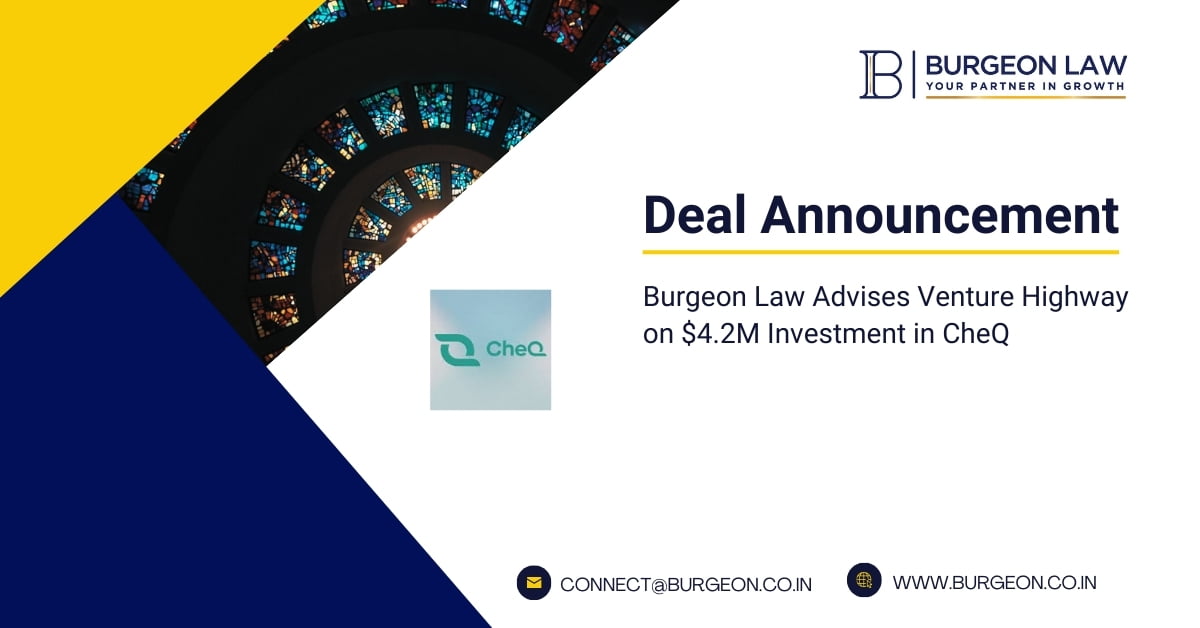 burgeon law advises venture highway on 4.2m investment in cheq