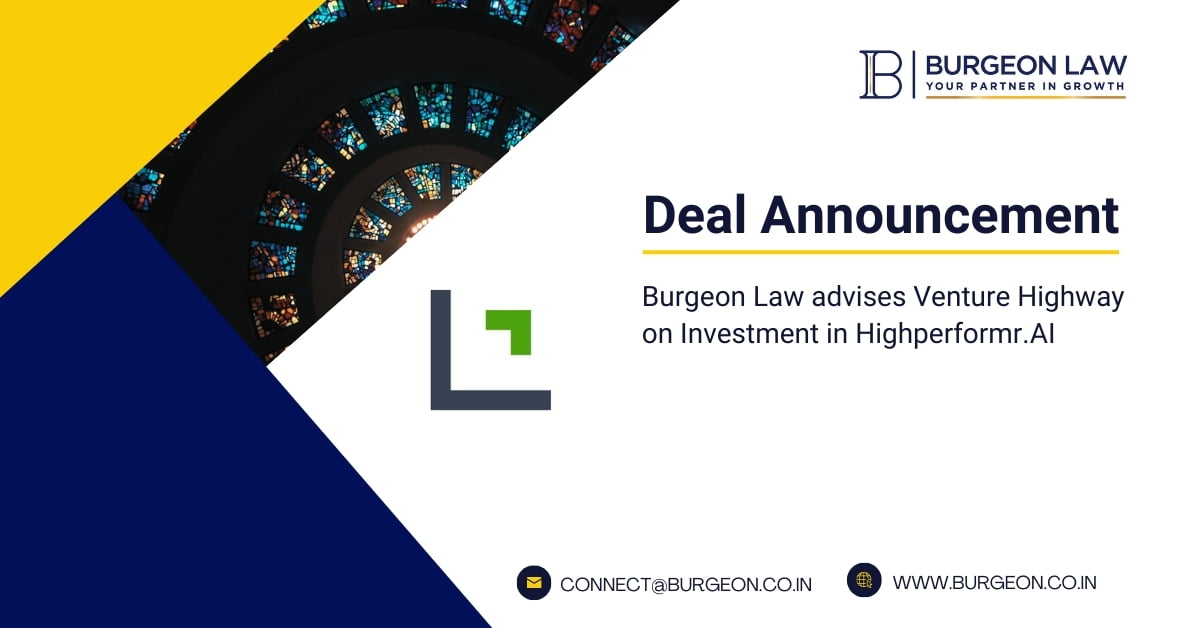 burgeon law advises venture highway on investment in highperformr.ai